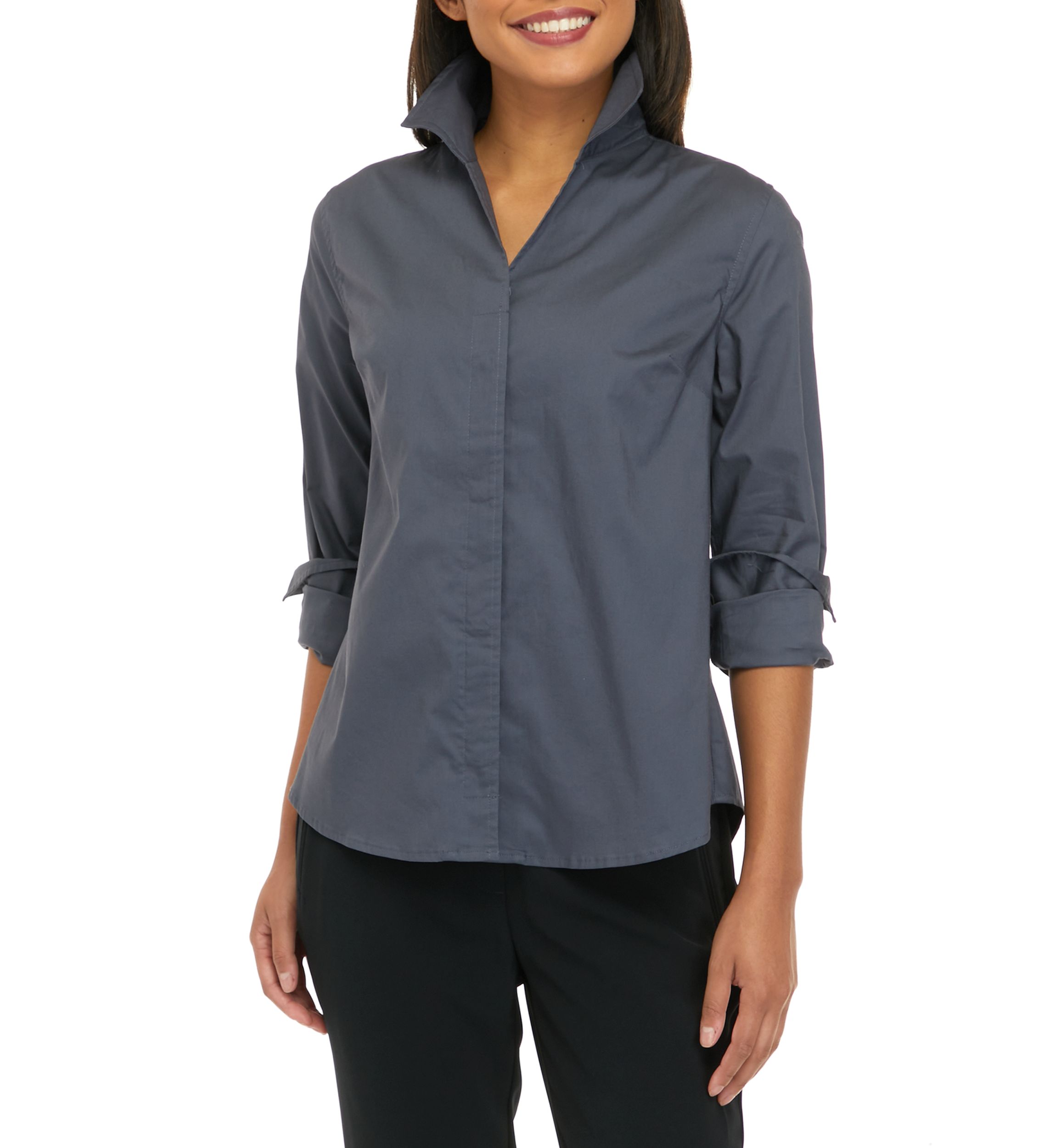 Womens Collared Button Front Shirt