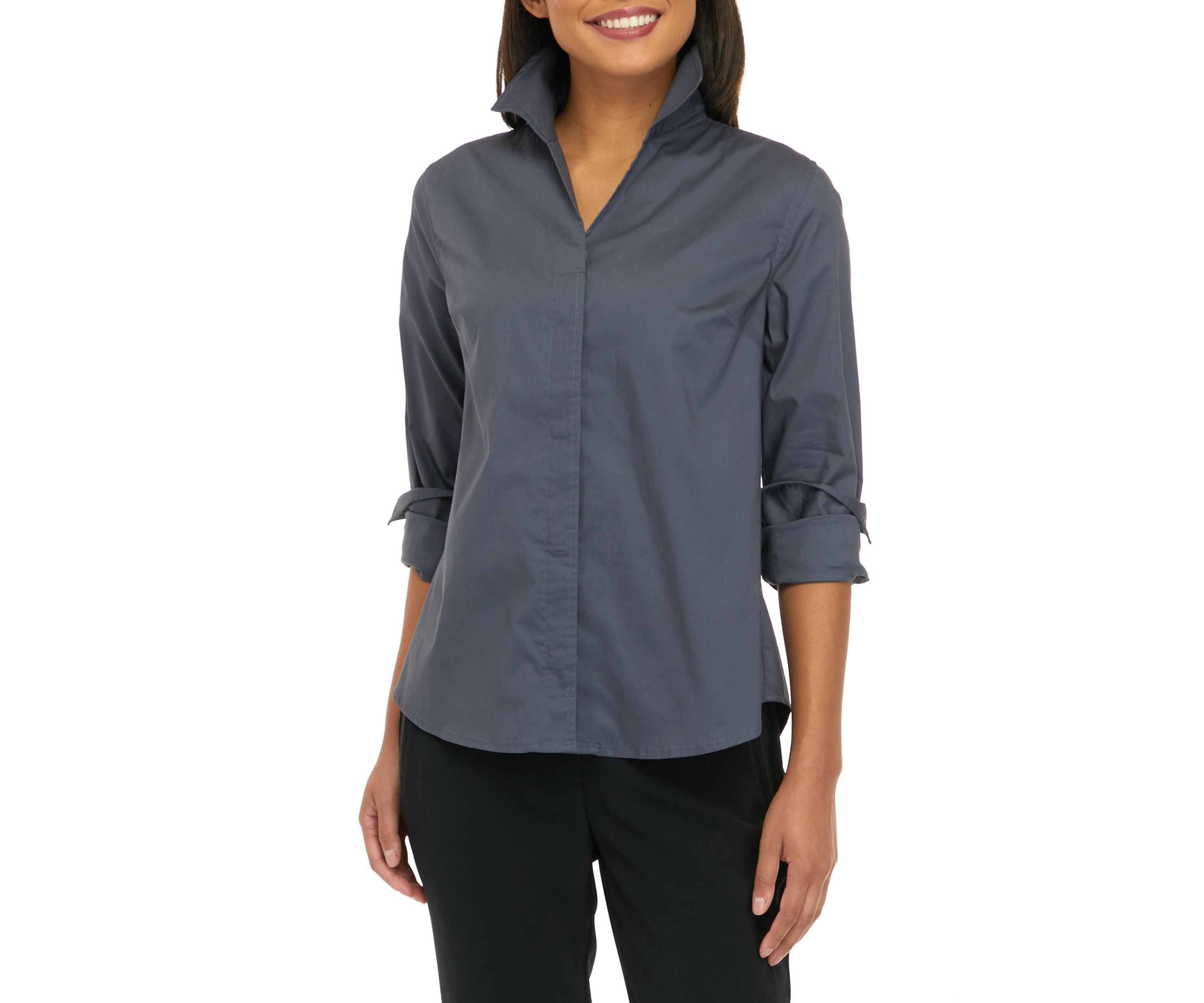 Womens Collared Button Front Shirt