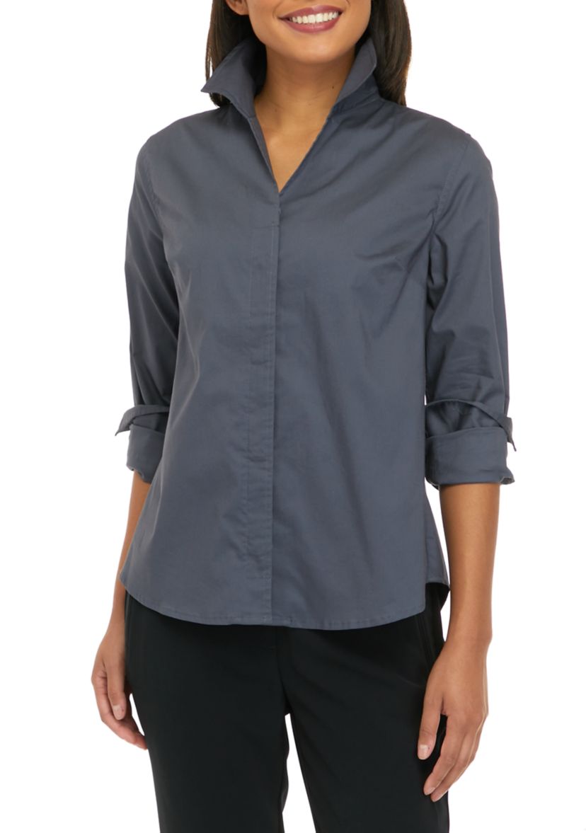 Womens Collared Button Front Shirt