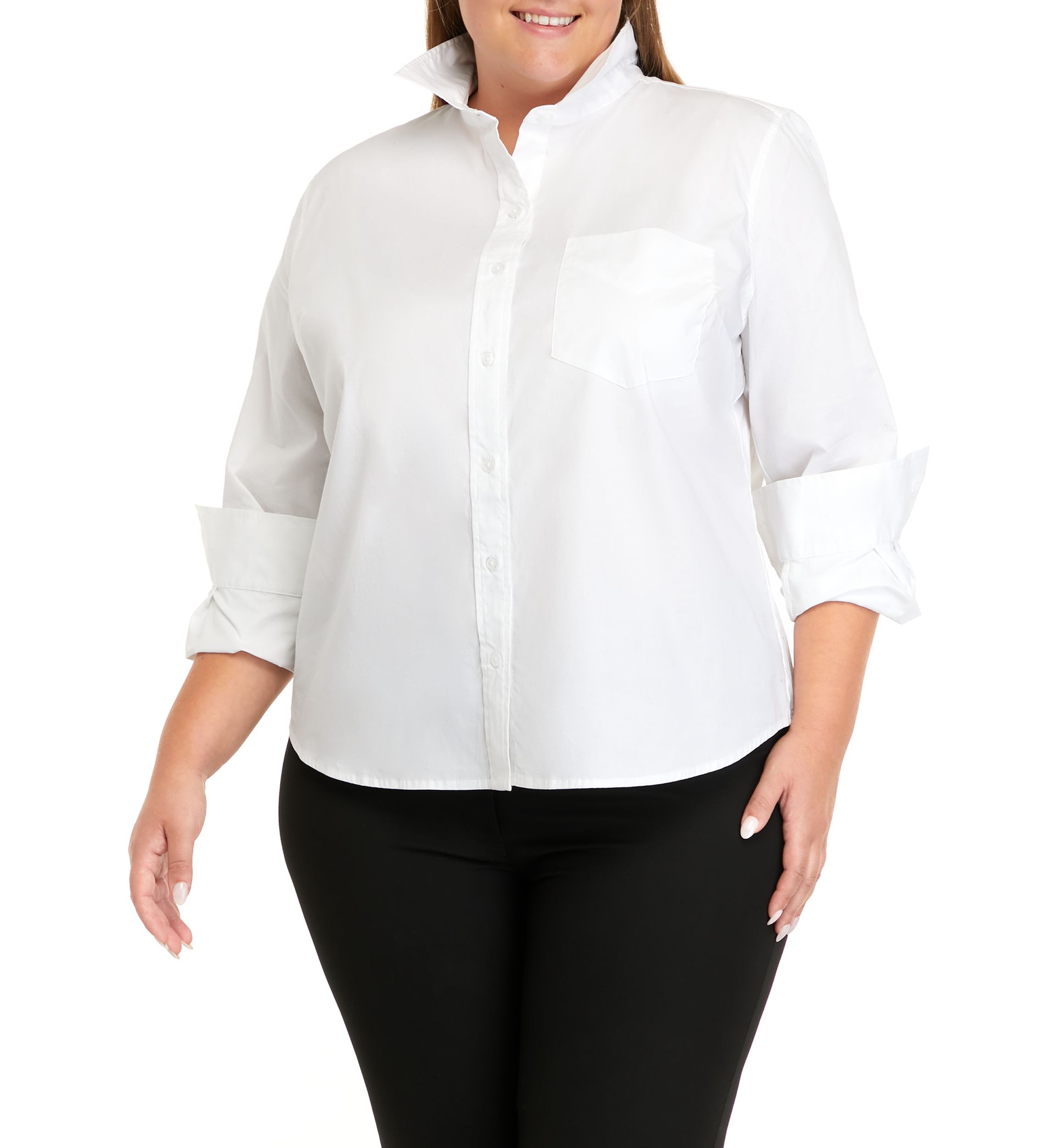 Plus Size Long Sleeve Essential Solid Shirt