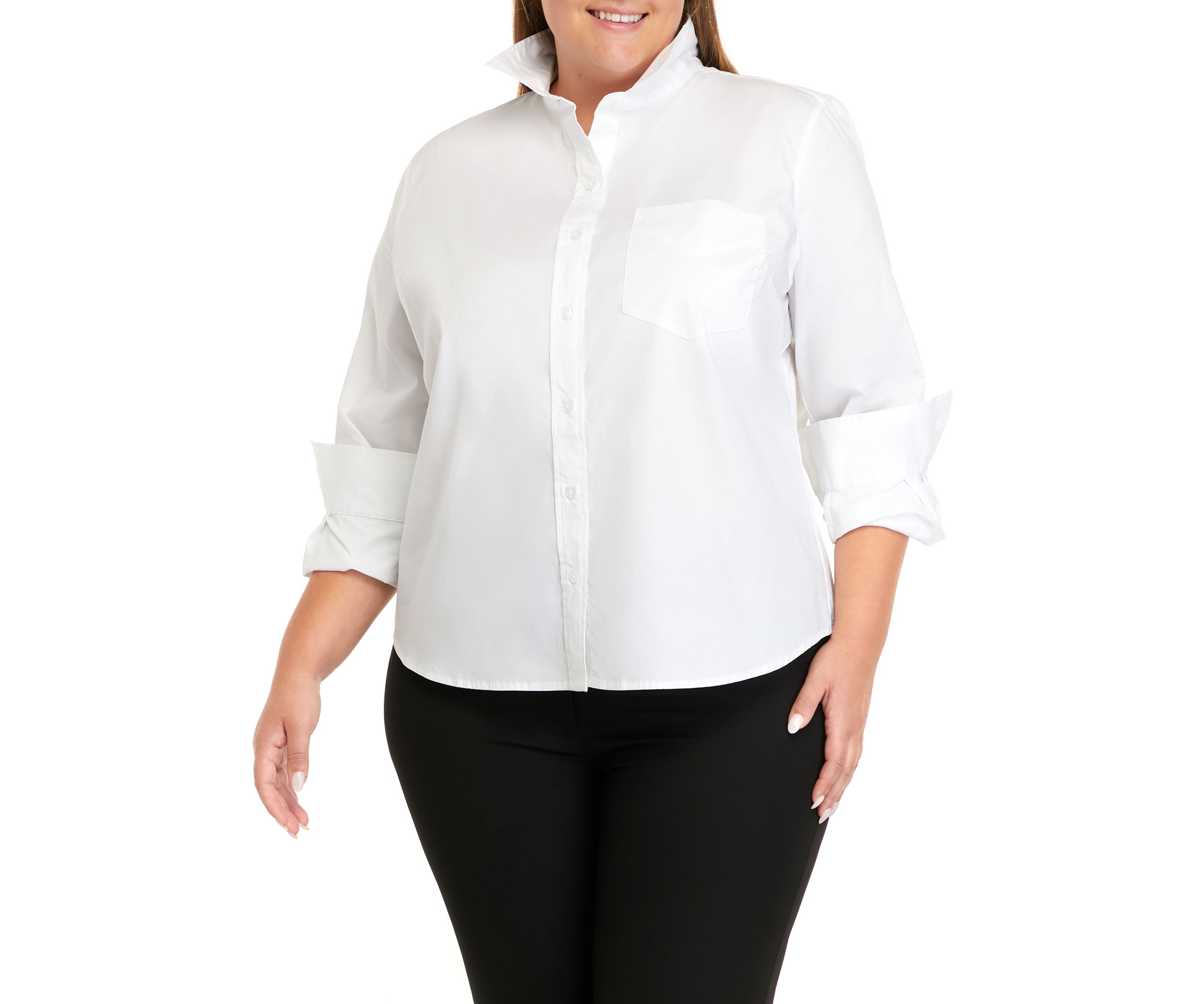 Plus Size Long Sleeve Essential Solid Shirt