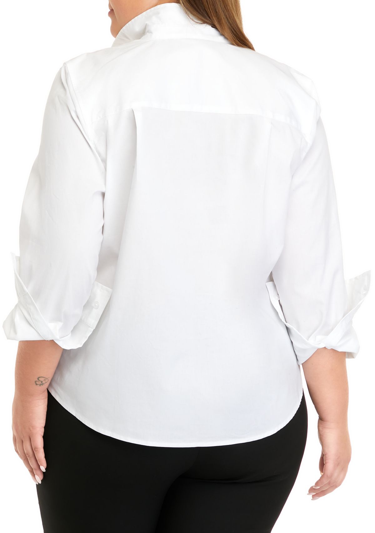 Plus Size Long Sleeve Essential Solid Shirt
