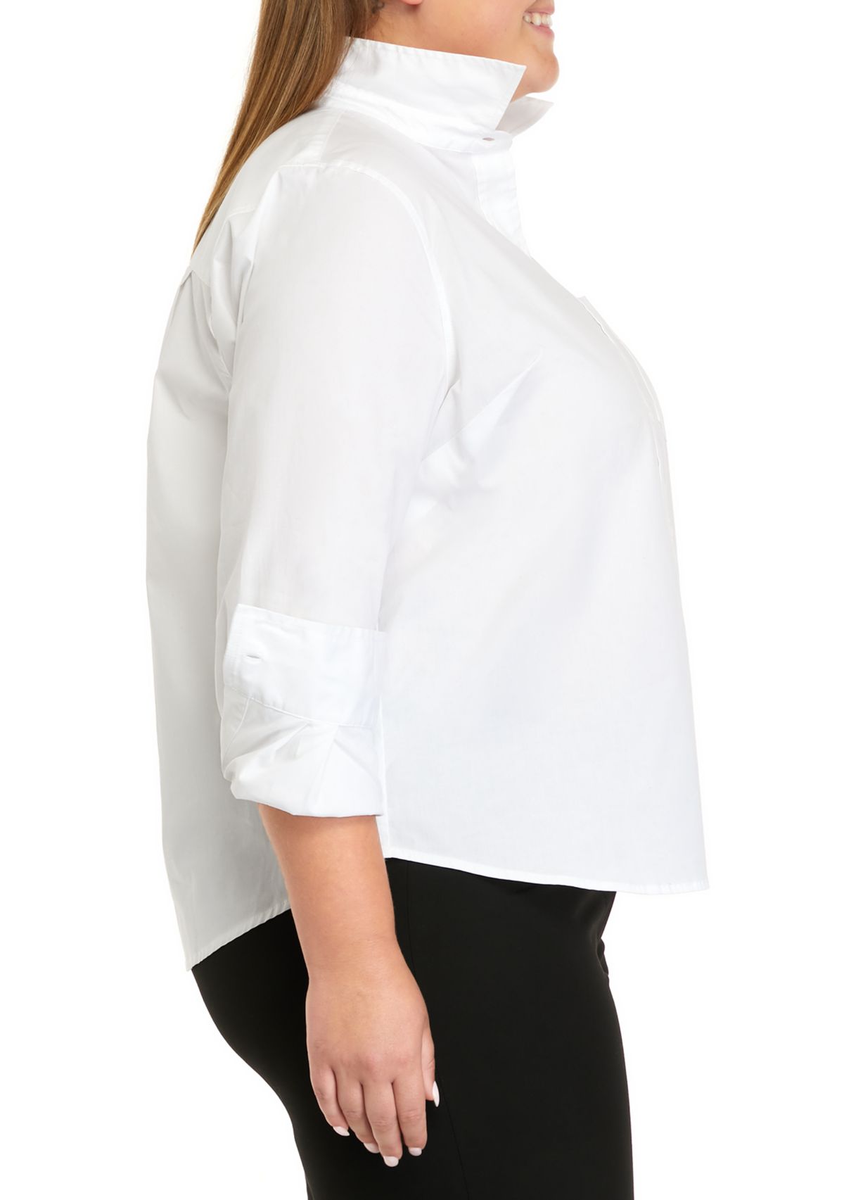 Plus Size Long Sleeve Essential Solid Shirt