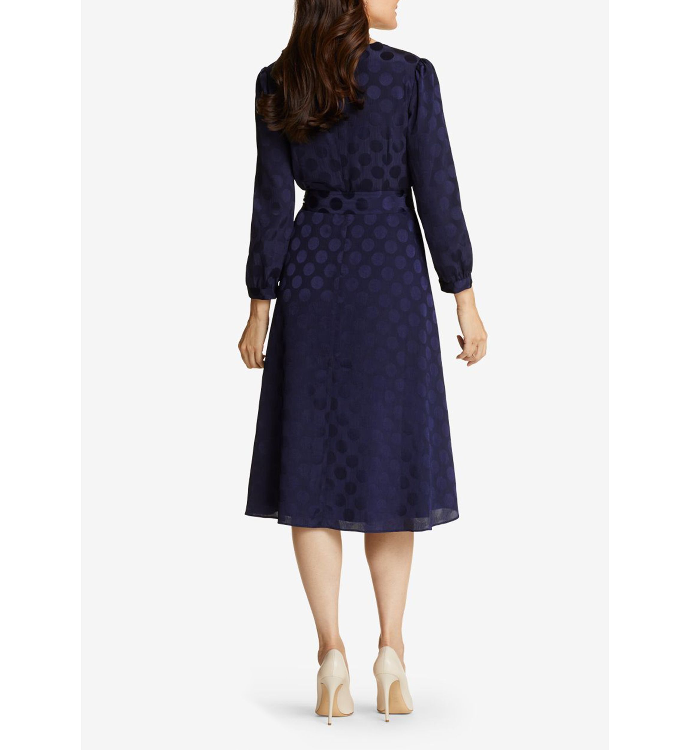 Womens Tie Waist V-Neck Midi Dress