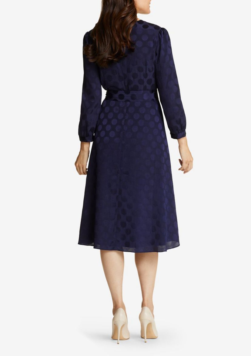 Womens Tie Waist V-Neck Midi Dress