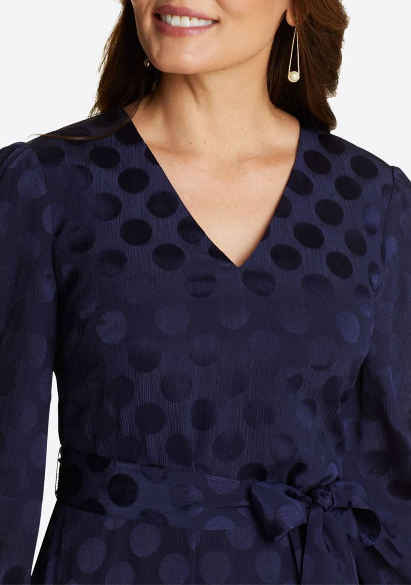 Womens Tie Waist V-Neck Midi Dress