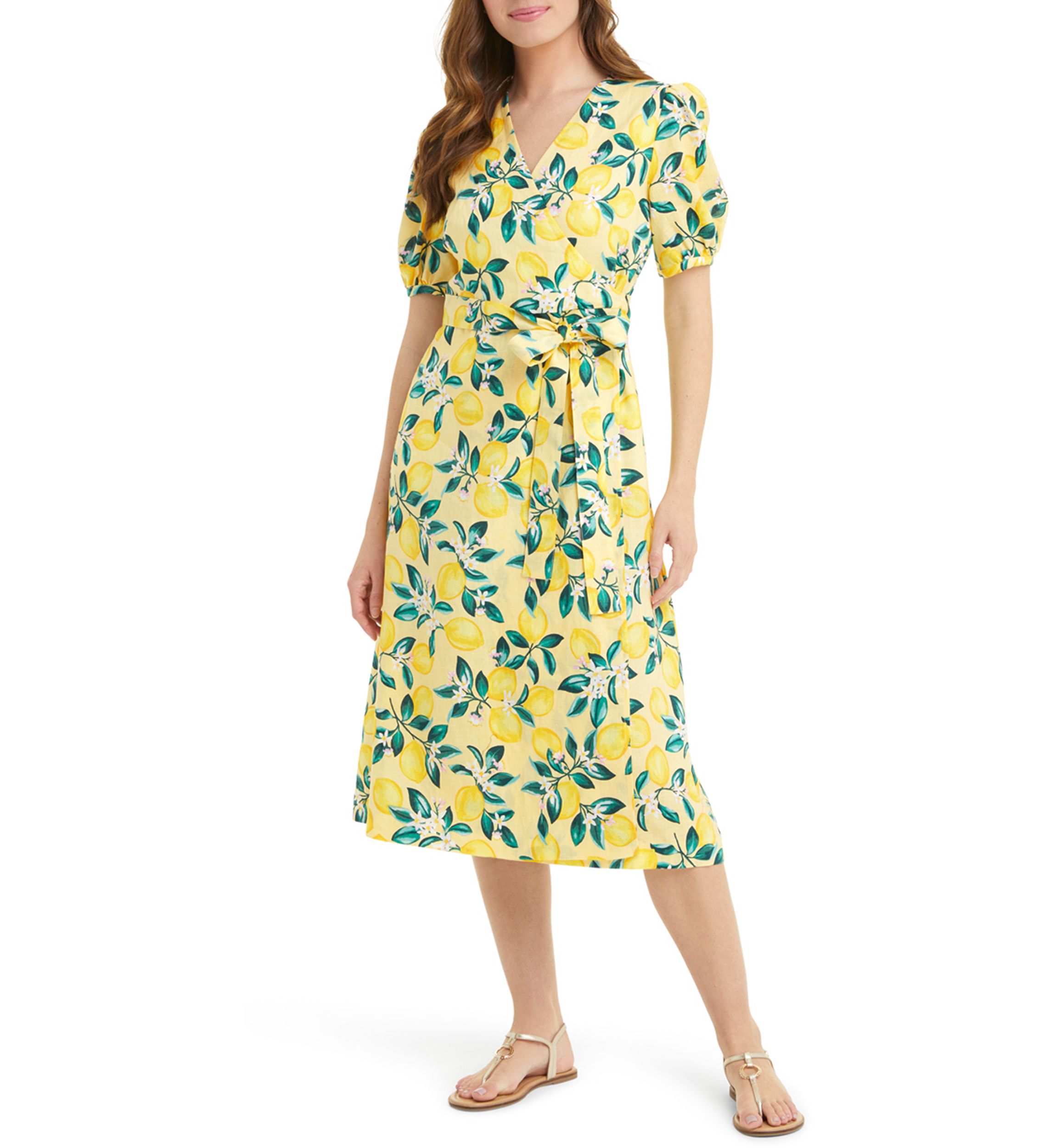 Draper James Women's Miranda Midi Wrap Dress in Lemon Blossom | Belk