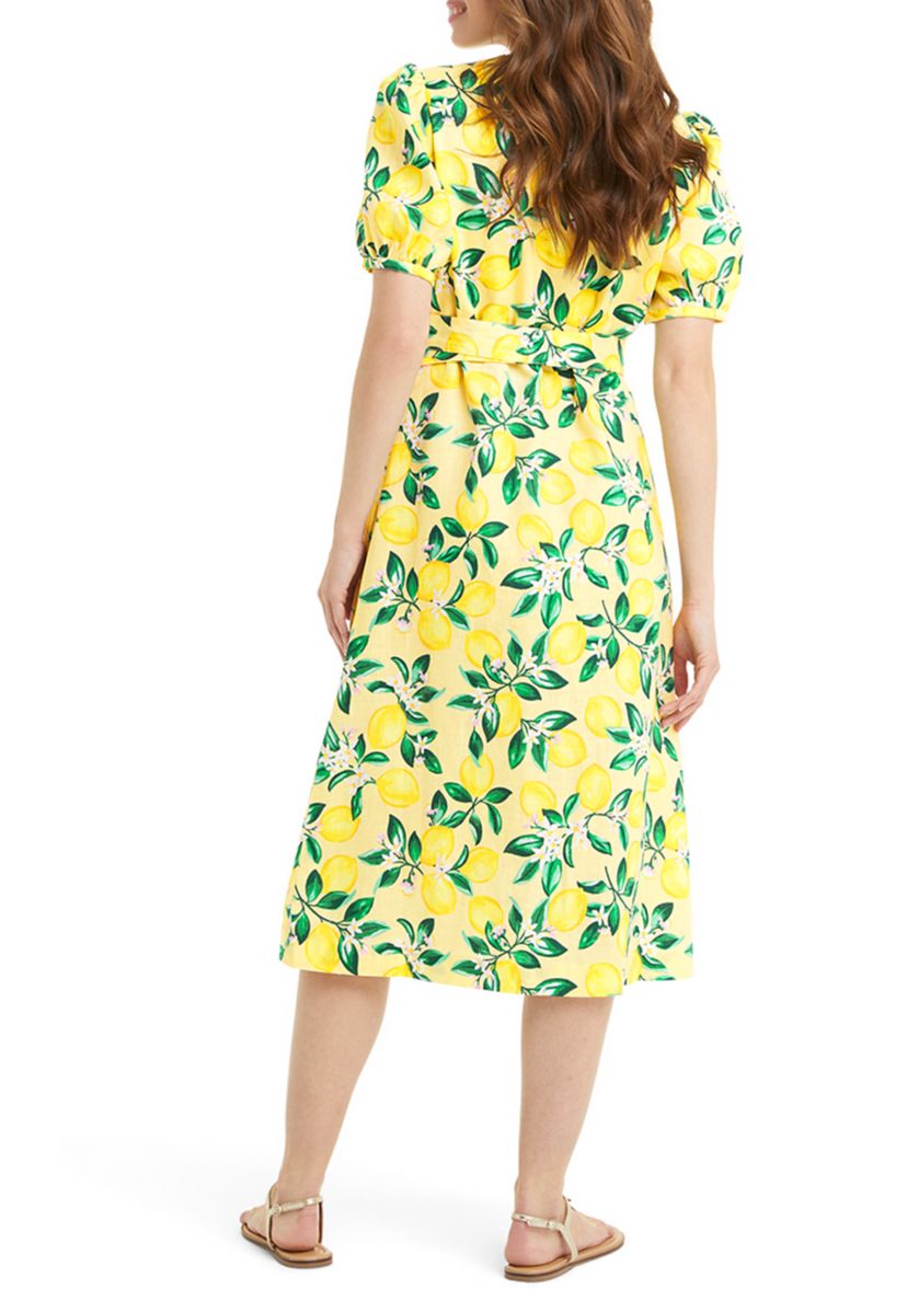 Womens Miranda Midi Wrap Dress in Lemon Blossom