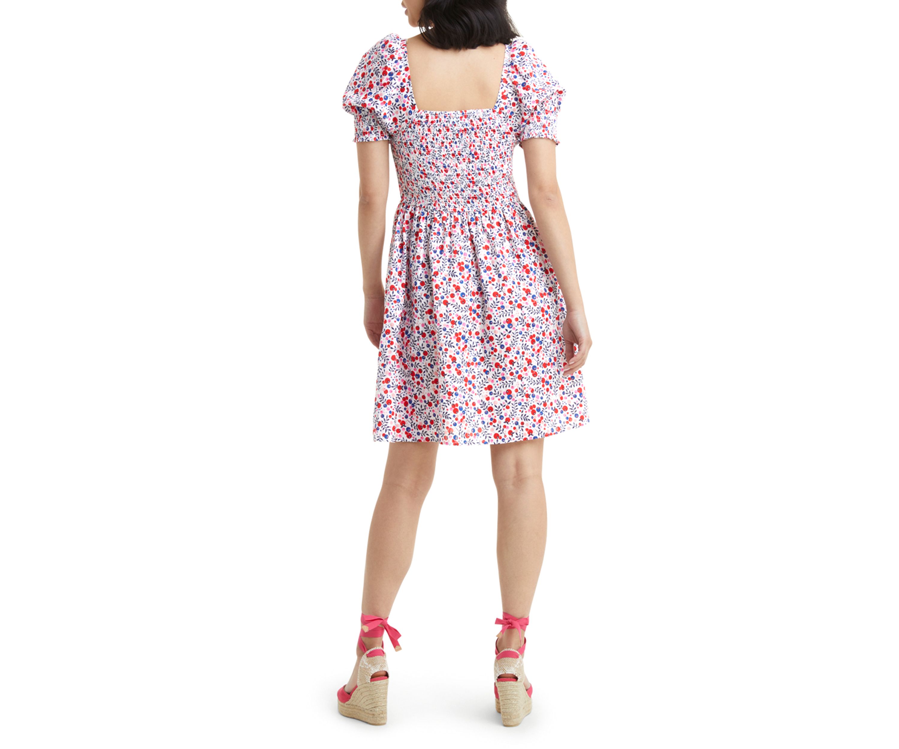 Womens Cam Smocked Dress in Berry Print