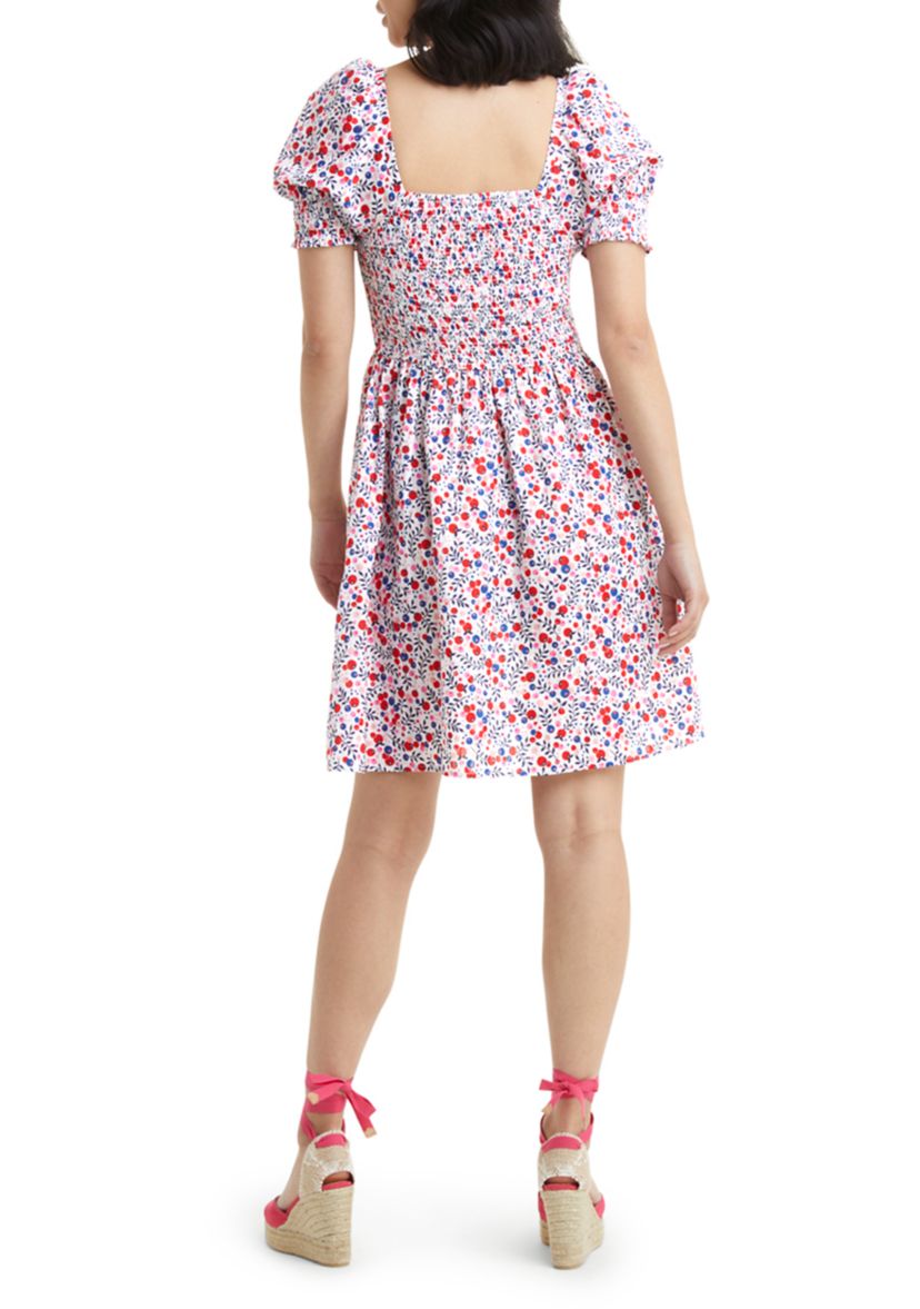 Womens Cam Smocked Dress in Berry Print