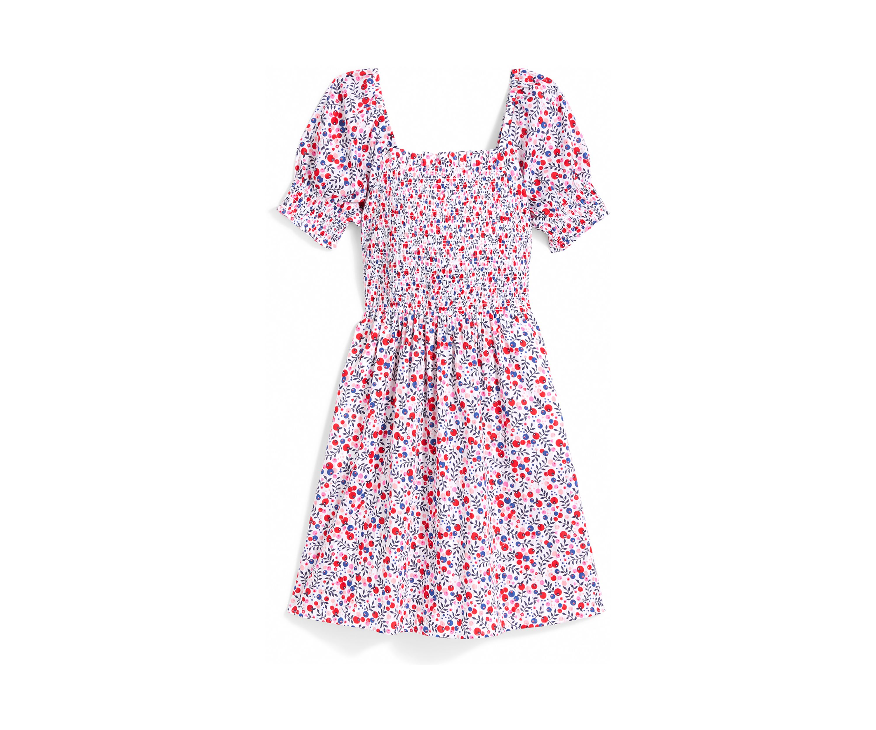 Womens Cam Smocked Dress in Berry Print