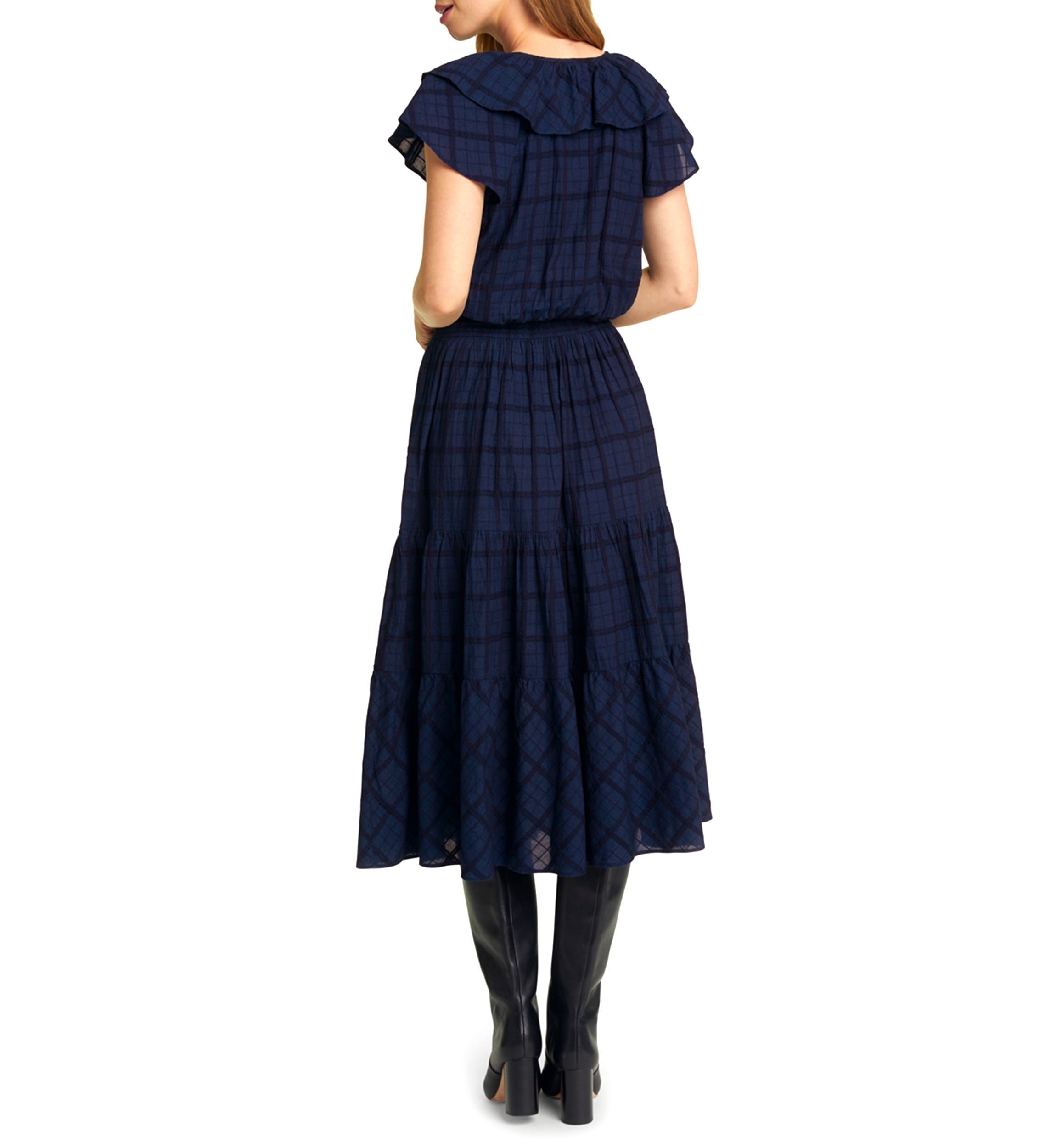 Womens Marie Midi Dress in Pane Plaid