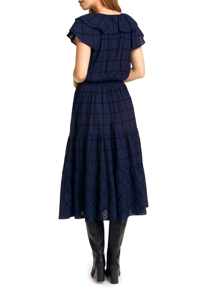 Womens Marie Midi Dress in Pane Plaid