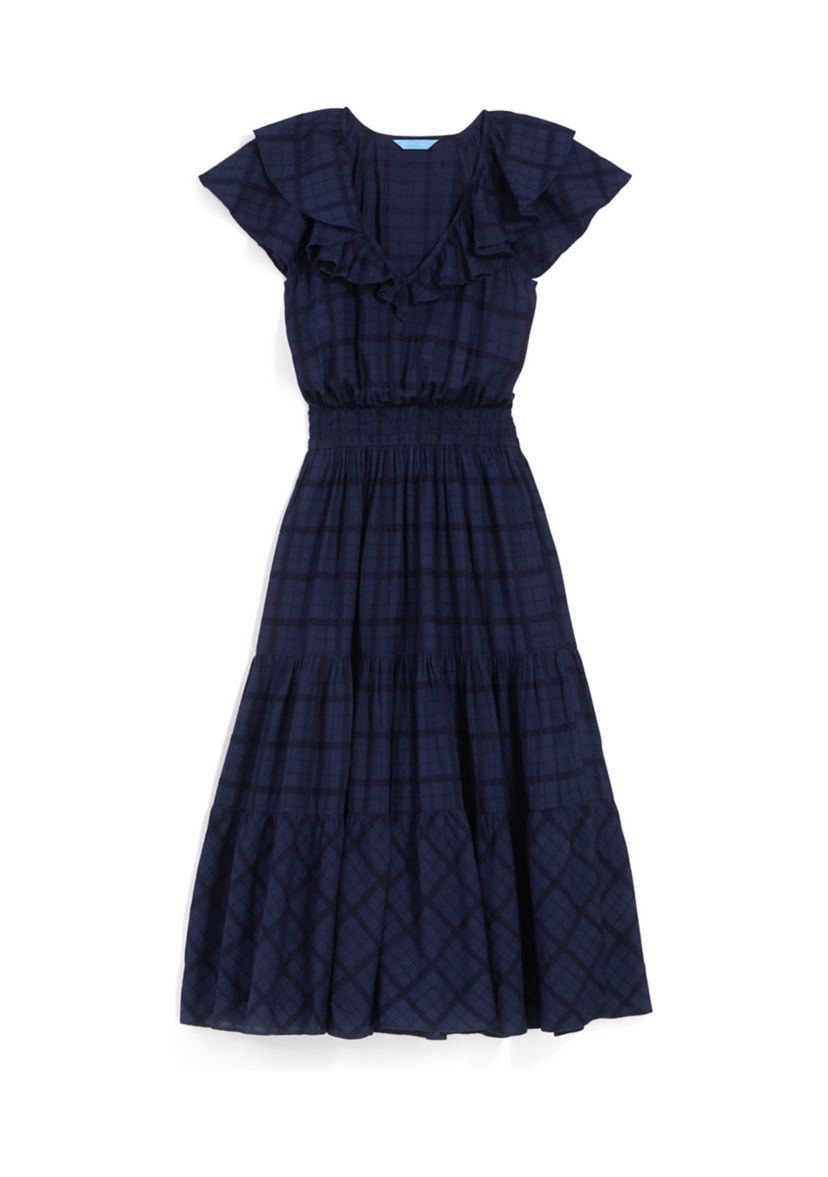 Womens Marie Midi Dress in Pane Plaid