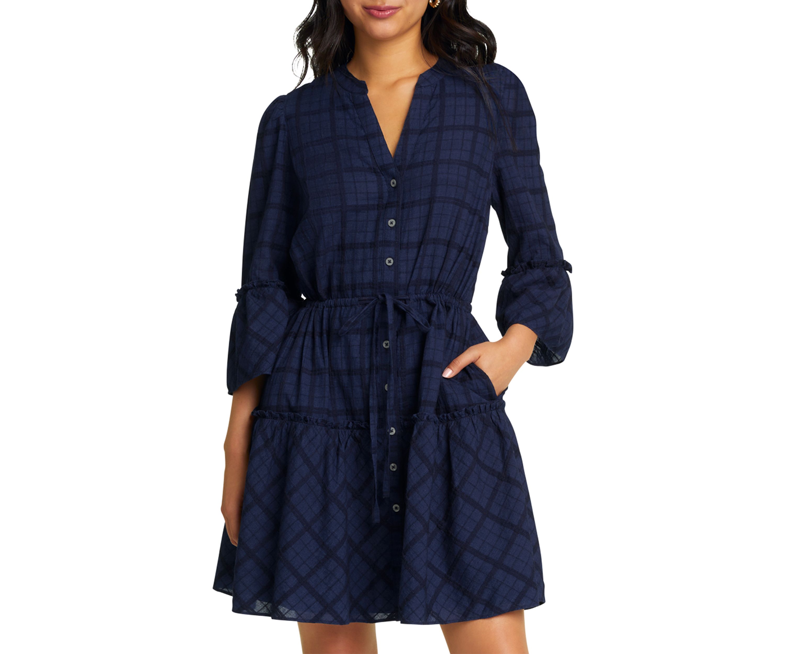 Womens Avery Shirtdress in Pane Plaid
