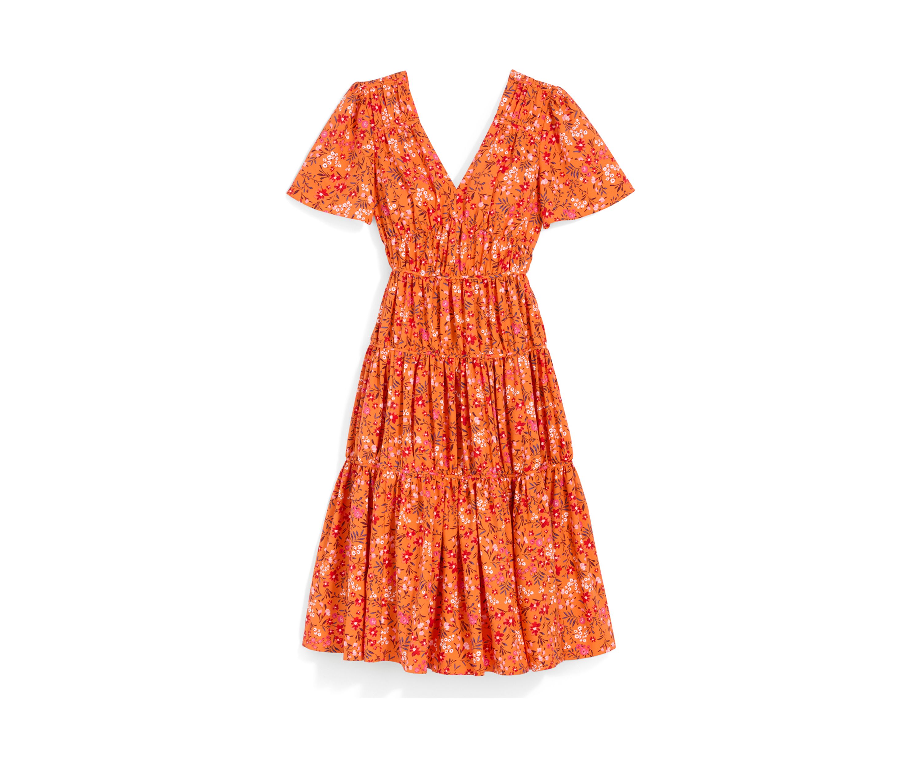 Womens Margo Flutter Sleeve Pansy Floral Dress
