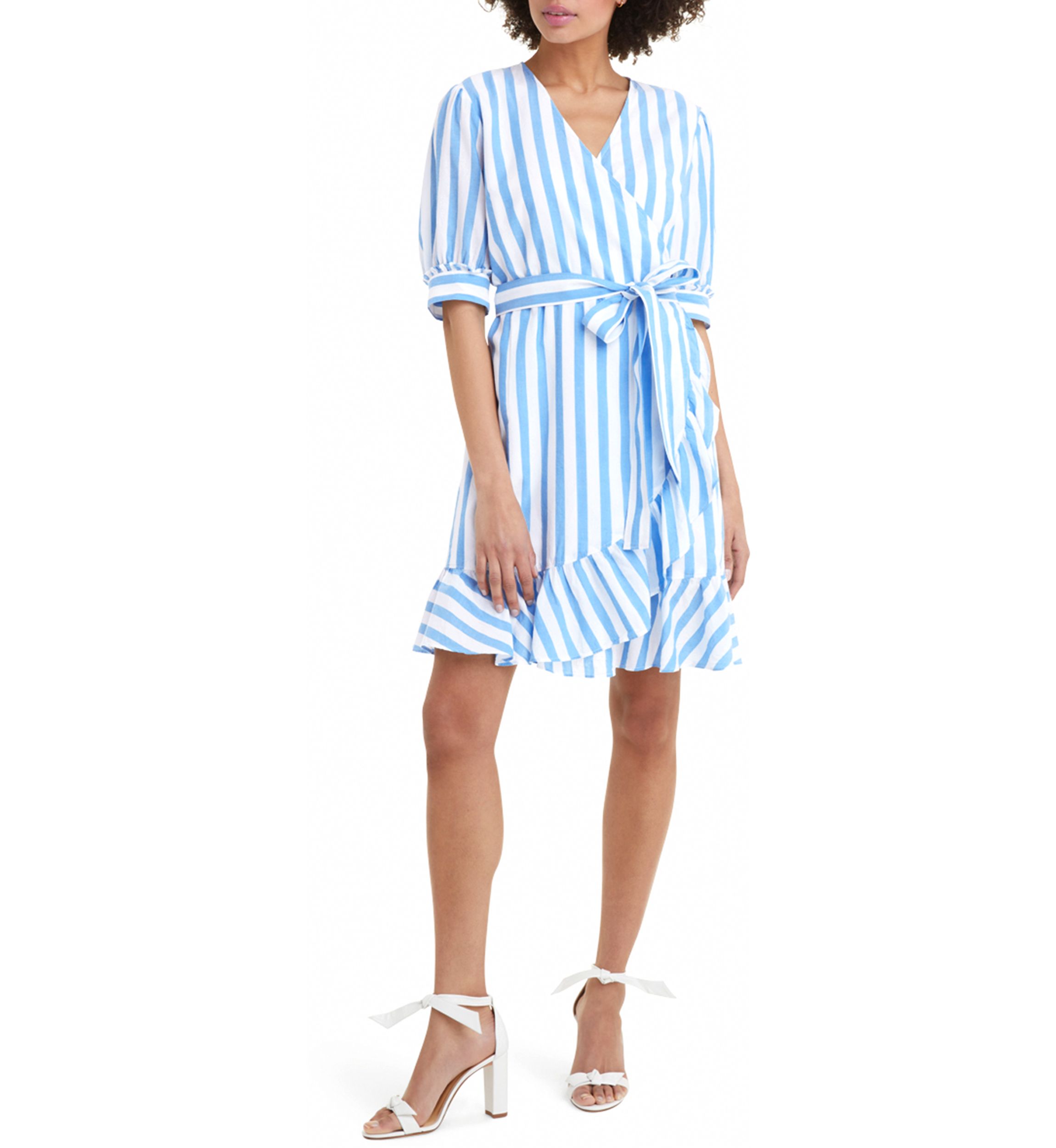 Womens Reba Wrap Dress in Awning Stripe