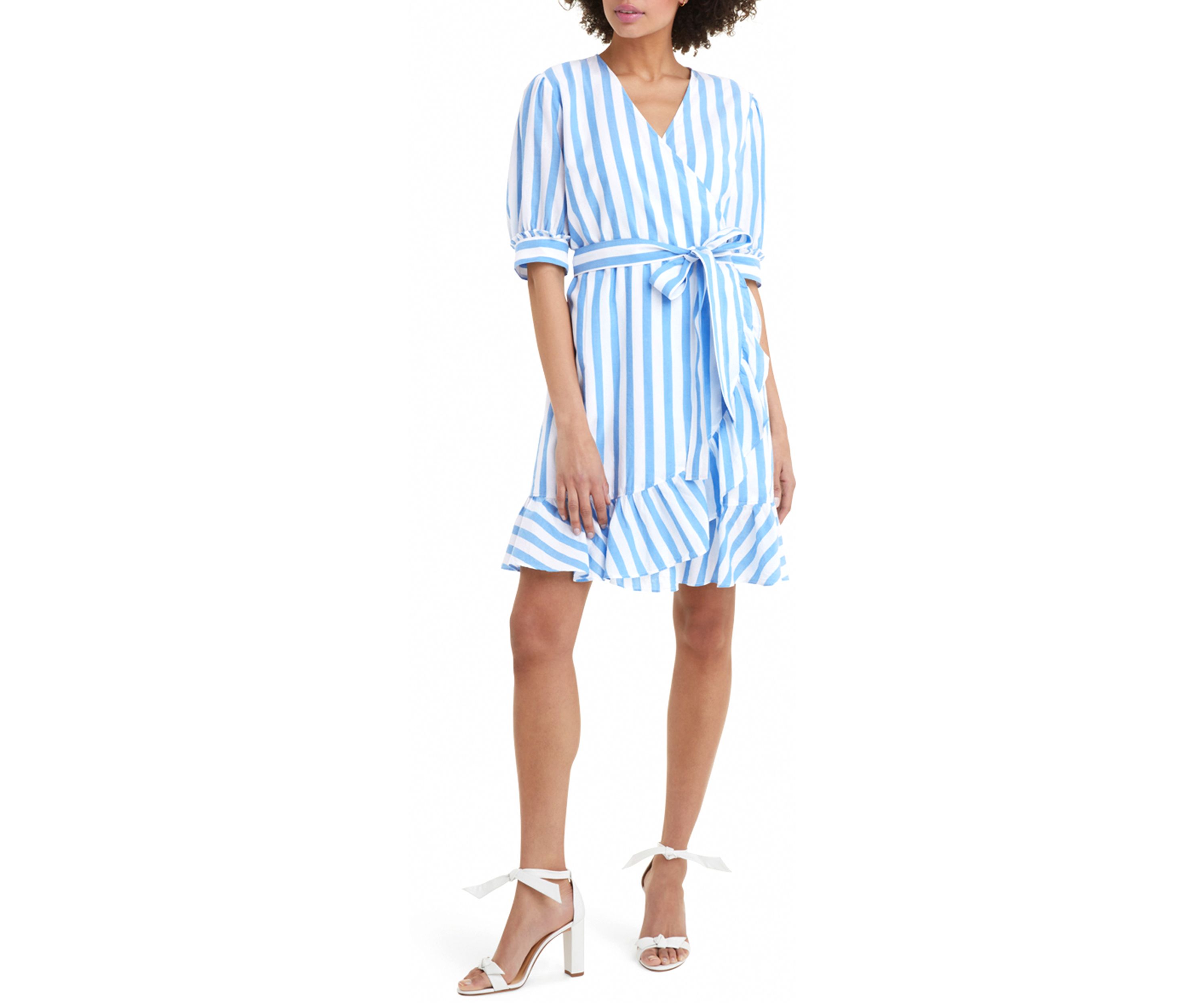 Womens Reba Wrap Dress in Awning Stripe