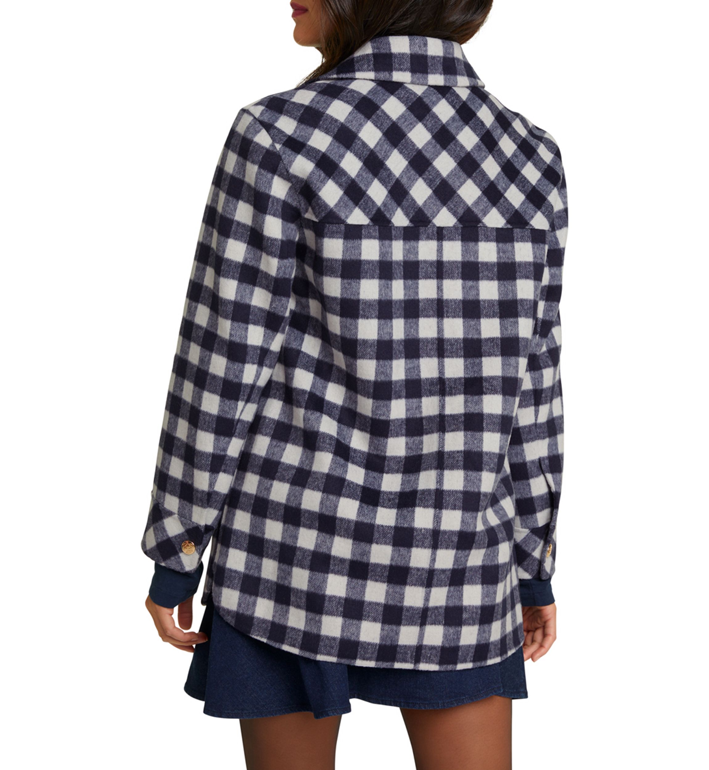 Womens Gingham Shirt Jacket 