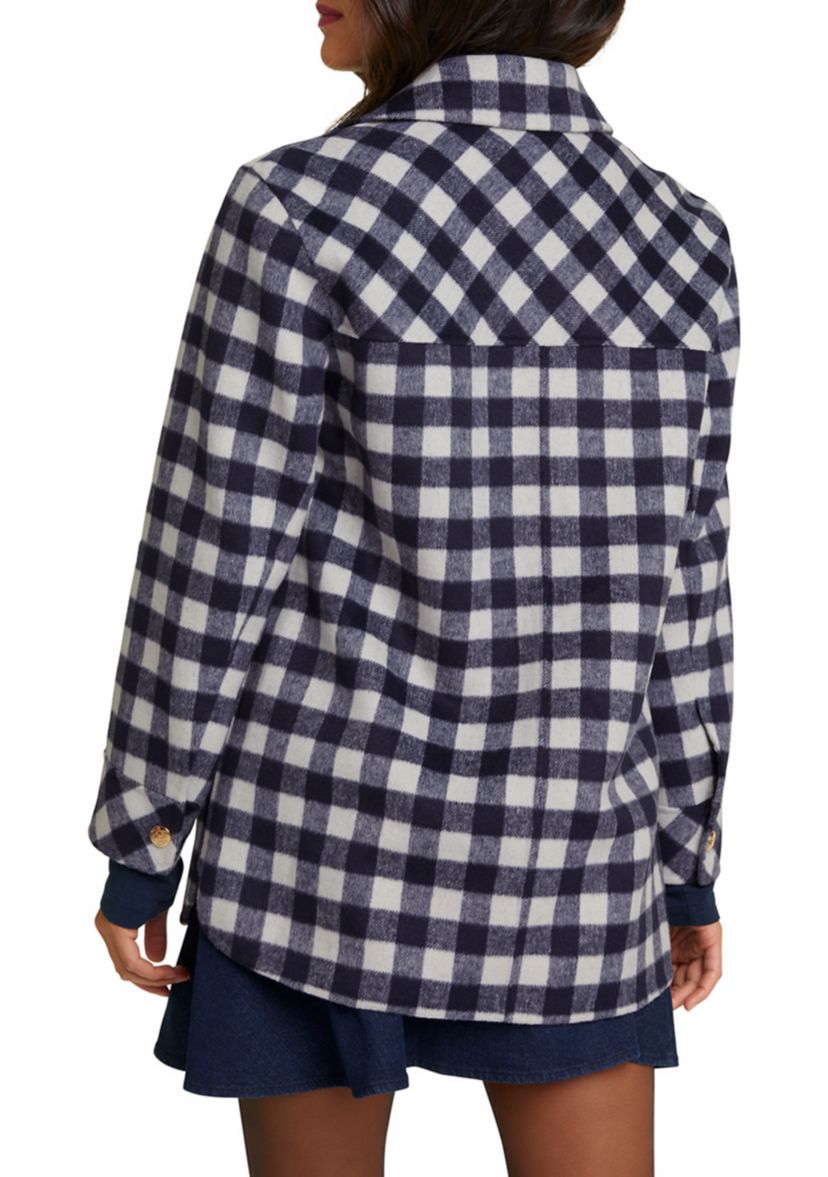Womens Gingham Shirt Jacket 