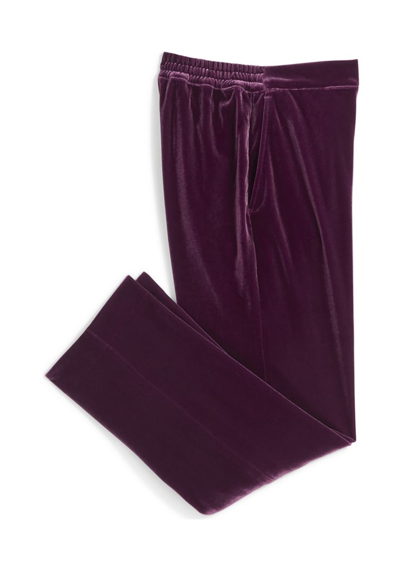 Womens Straight Leg Velvet Pants 