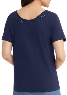 Women's Embroidered Scoop Neck T-Shirt