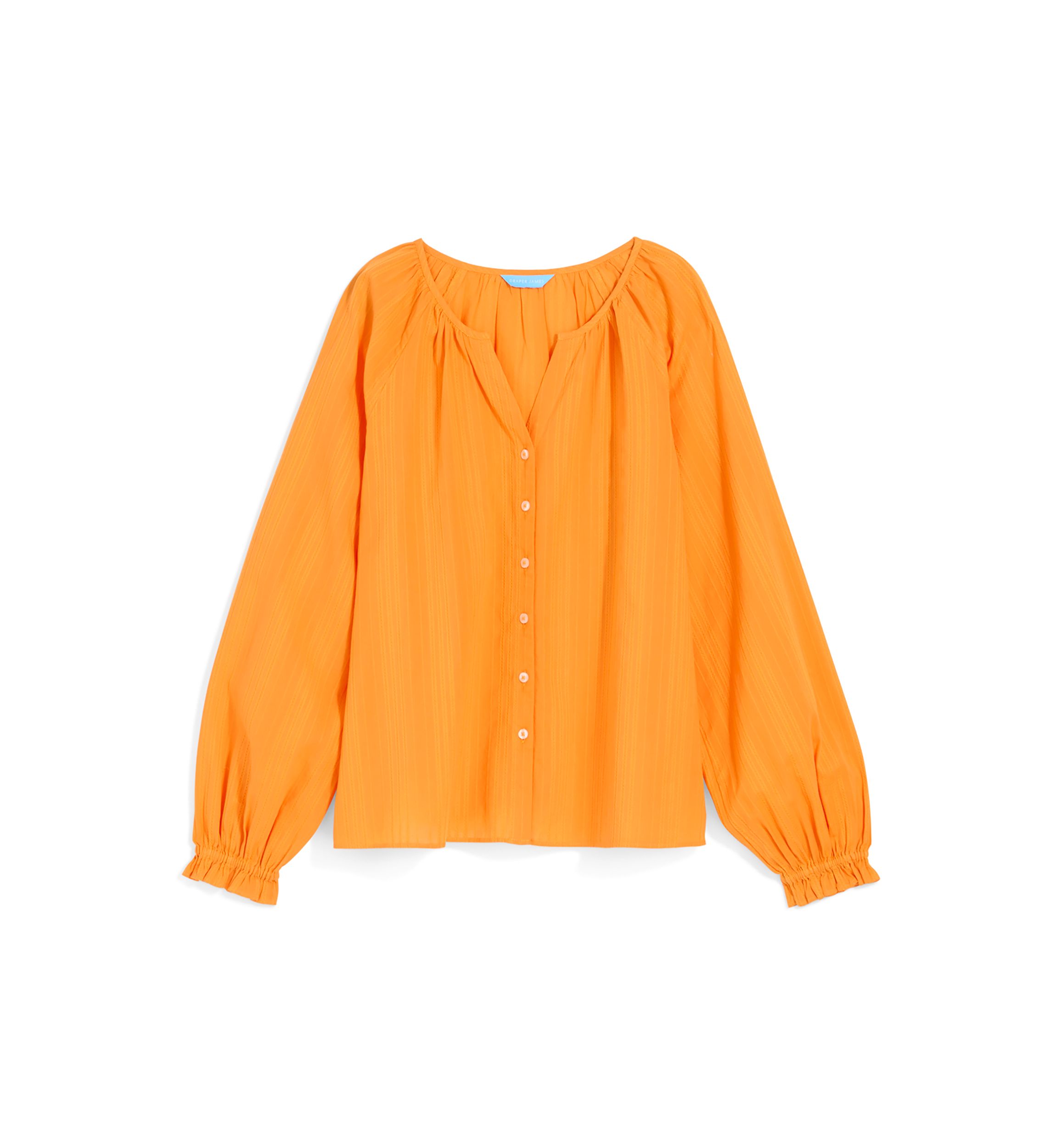 Womens Alexandra Top in Marigold Dobby Stripe