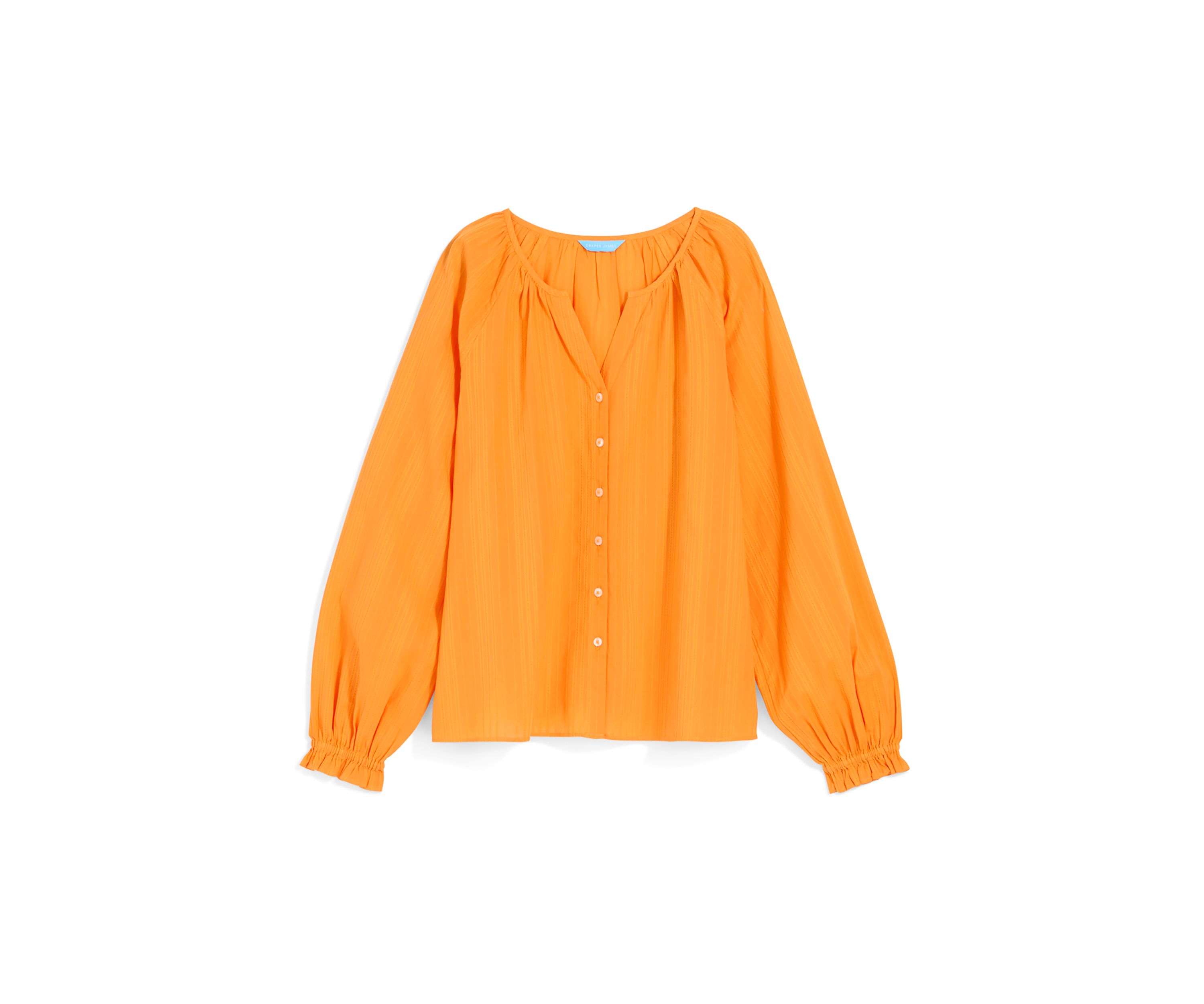 Womens Alexandra Top in Marigold Dobby Stripe