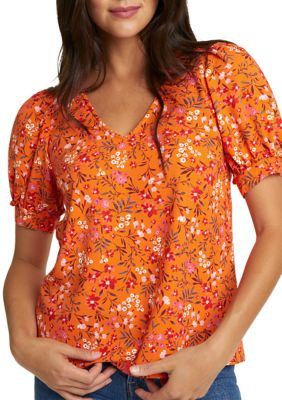 Women's Heidi V Neck Pansy Floral Printed Top