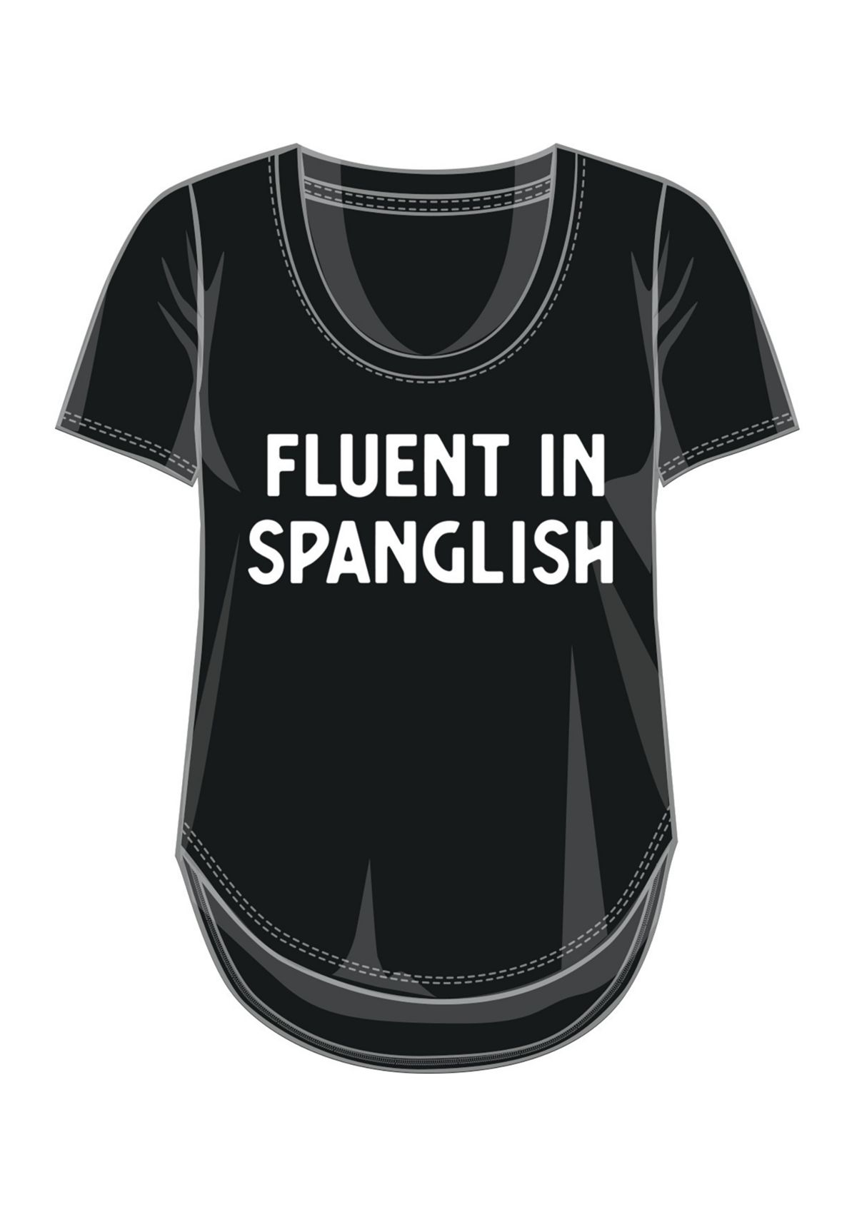 Plus Size Short Sleeve Fluent in Spanglish Graphic T-Shirt 