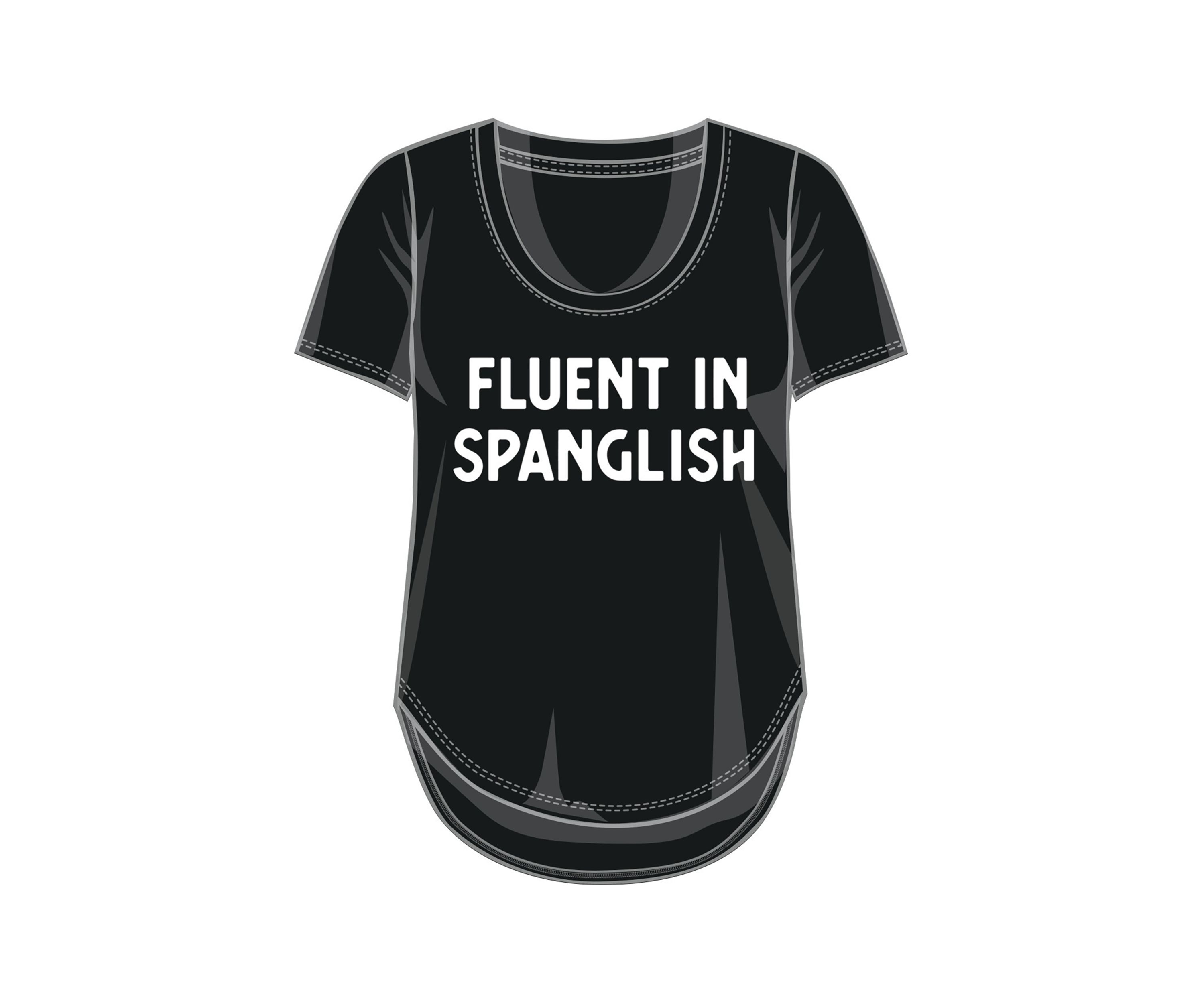 Plus Size Short Sleeve Fluent in Spanglish Graphic T-Shirt 