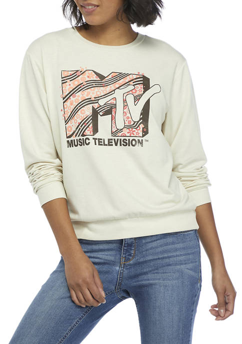 MTV Juniors Long Sleeve Hacci Graphic T-Shirt