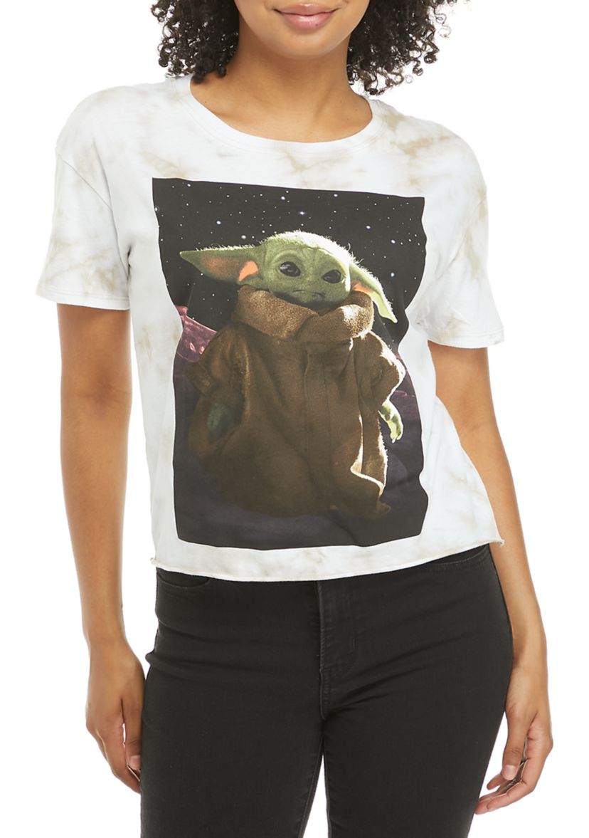 Juniors Short Sleeve Baby Yoda Graphic T-Shirt 