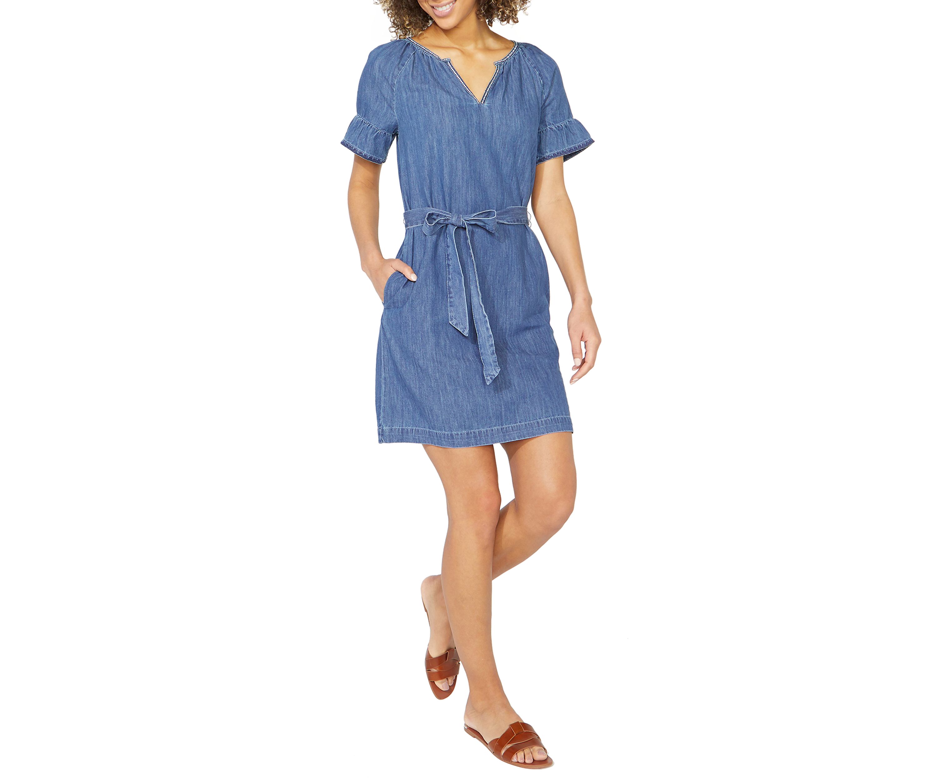 Womens Jeans Company Embroidered Denim Dress