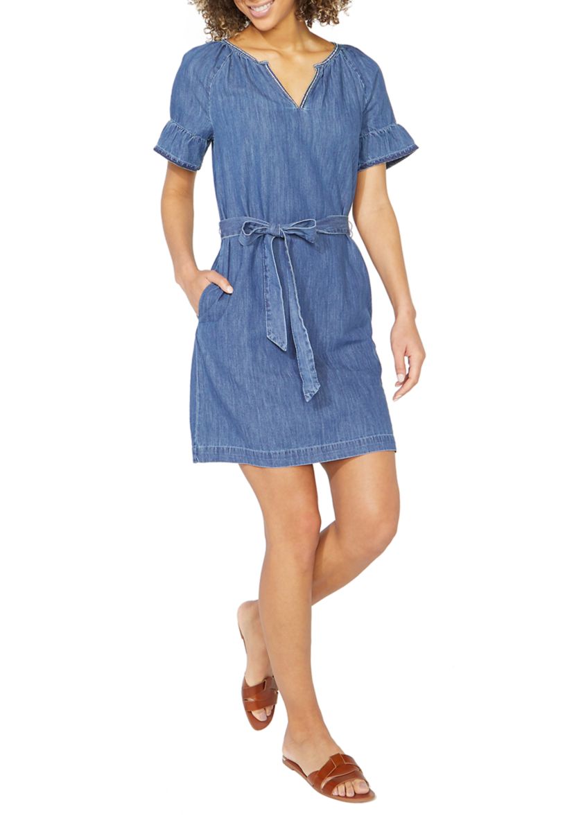 Womens Jeans Company Embroidered Denim Dress