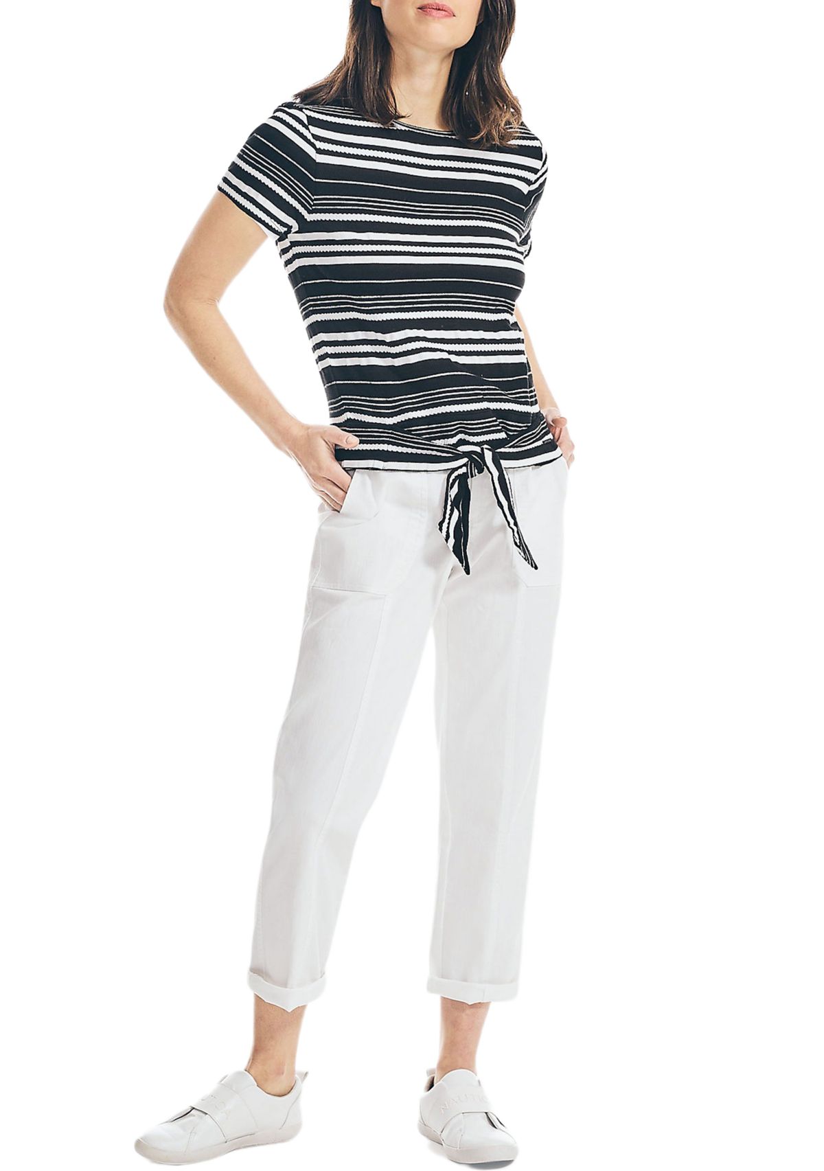 Womens Striped Back Tie Top