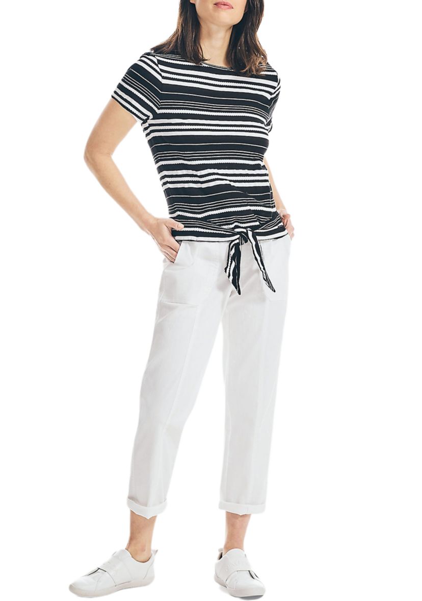 Womens Striped Back Tie Top