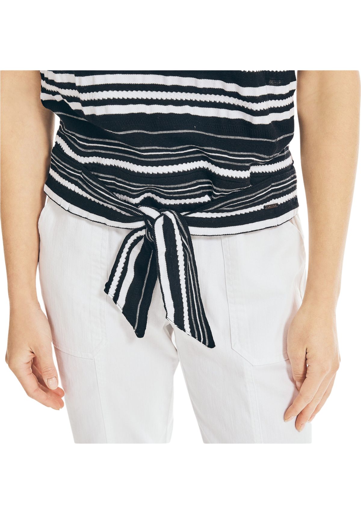 Womens Striped Back Tie Top