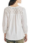 Womens Embroidered Eyelet Top