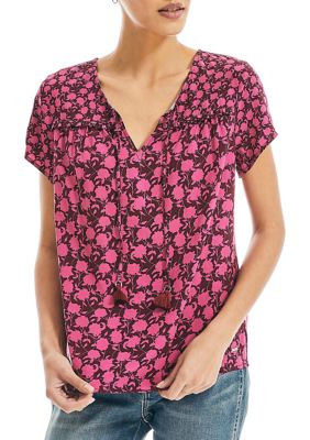 Women's Short Sleeve Floral Blouse