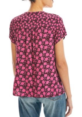 Women's Short Sleeve Floral Blouse