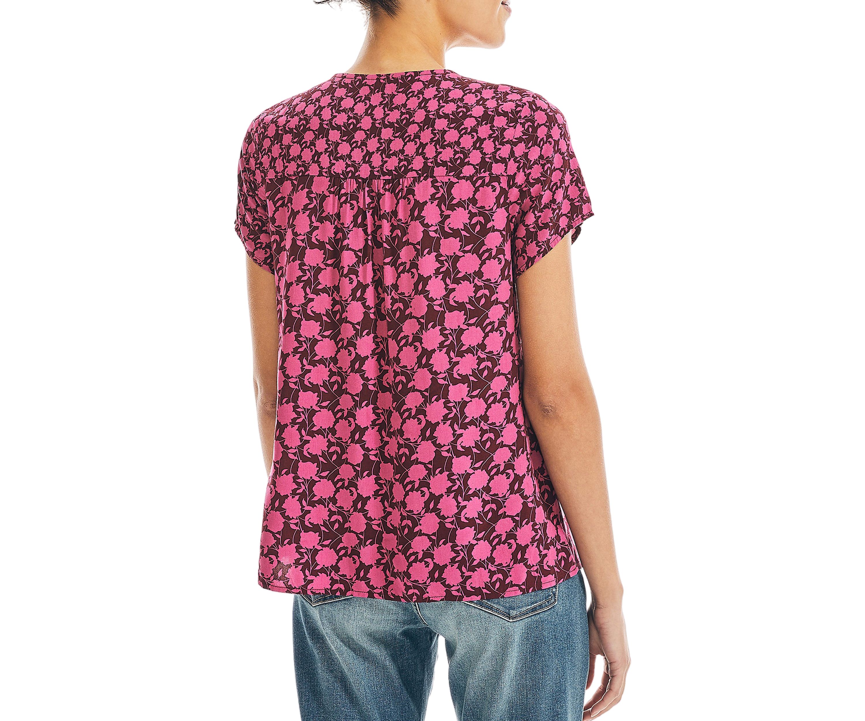Womens Short Sleeve Floral Blouse