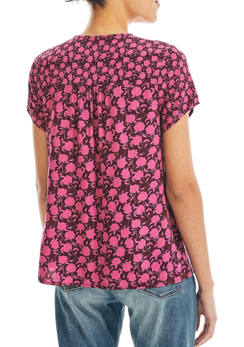 Womens Short Sleeve Floral Blouse