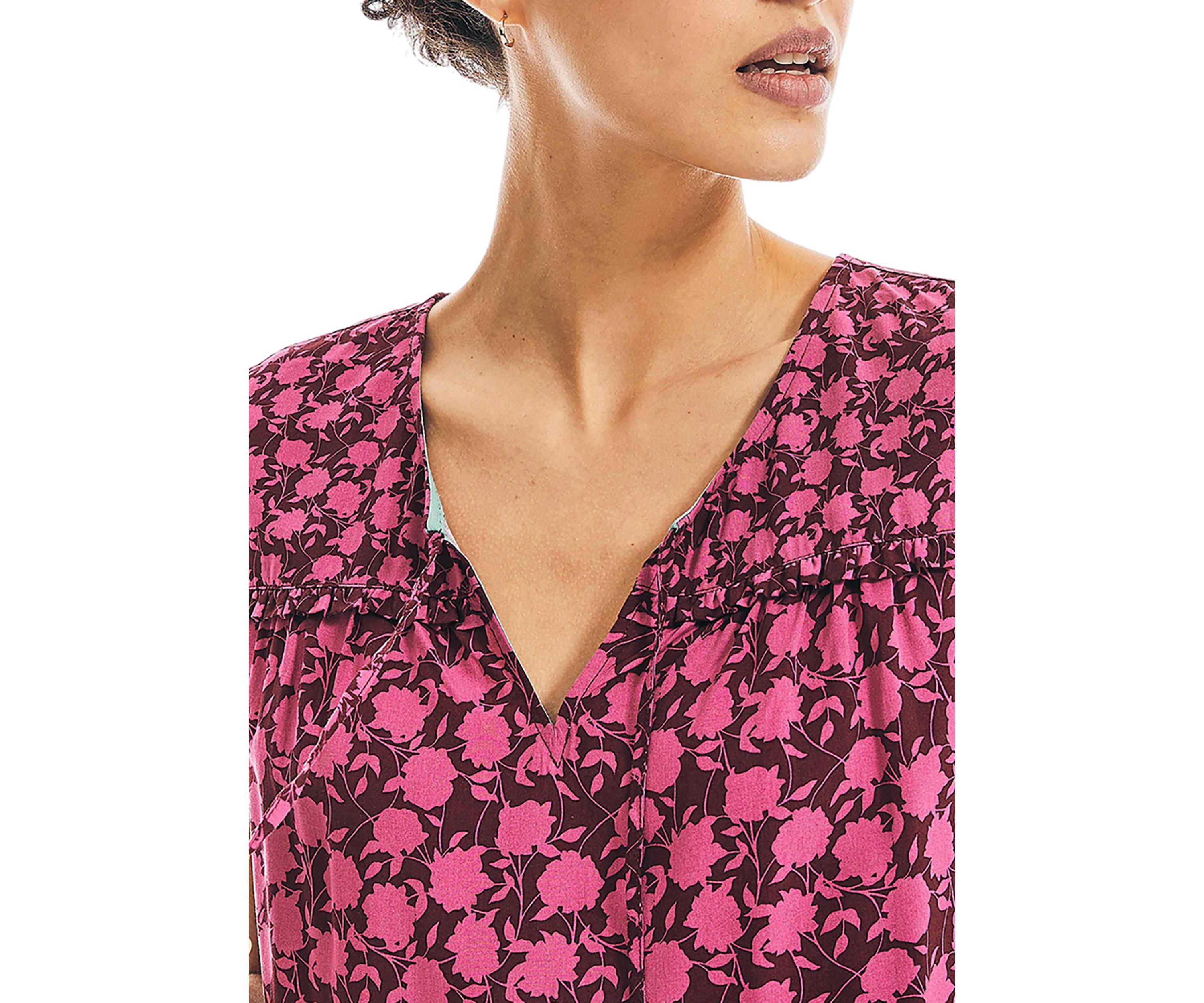 Womens Short Sleeve Floral Blouse