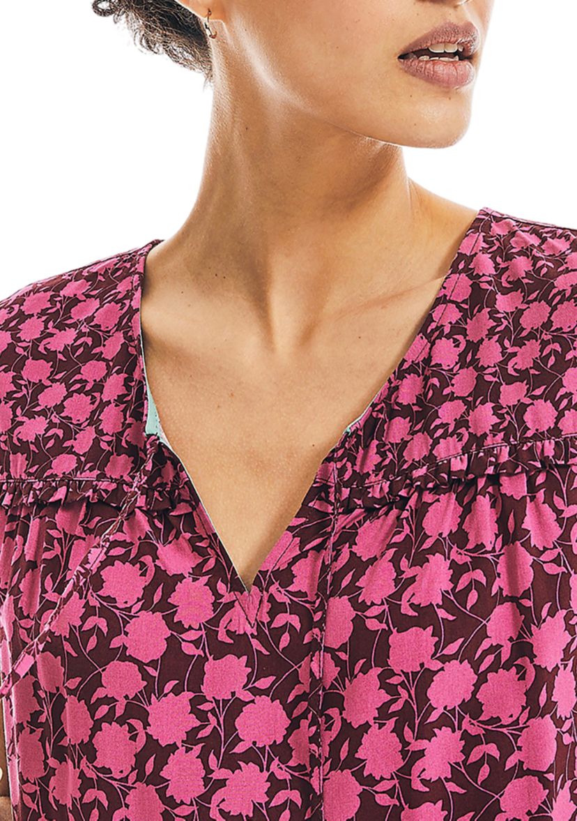 Womens Short Sleeve Floral Blouse