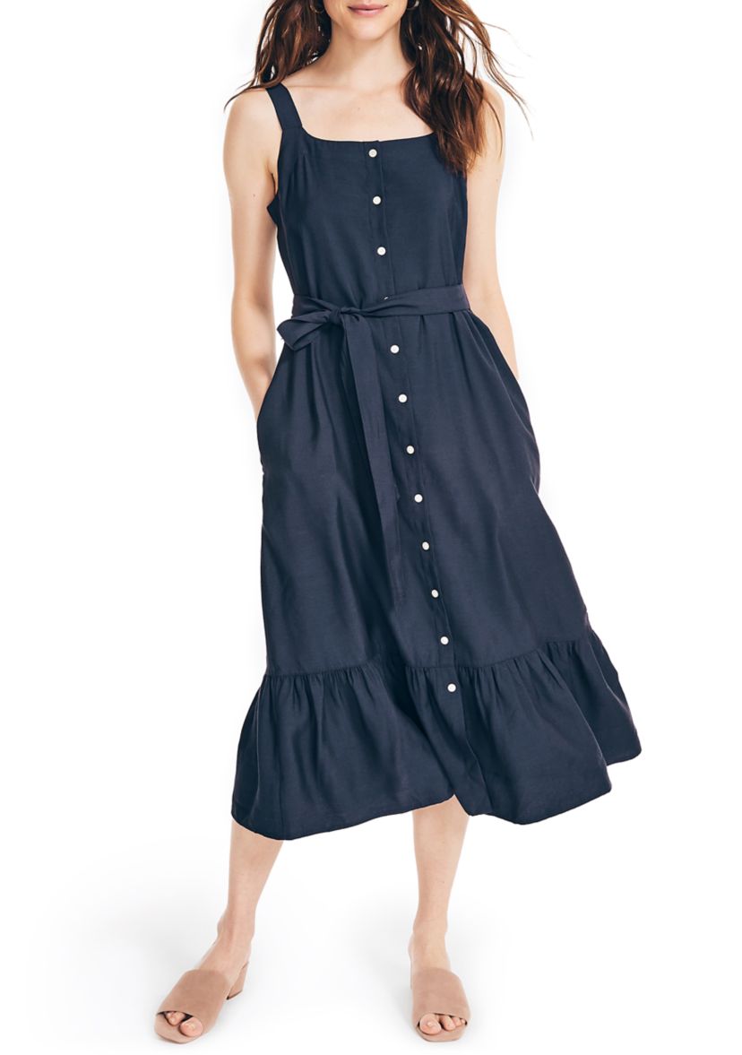 Sustainably Crafted Sleeveless Button-Down Dress