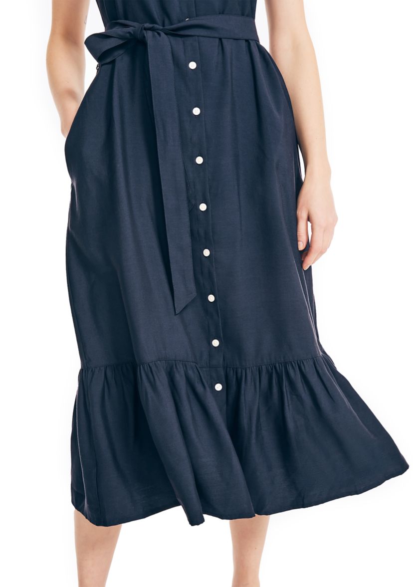 Sustainably Crafted Sleeveless Button-Down Dress