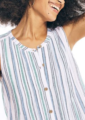 Striped Pintuck Shift Dress