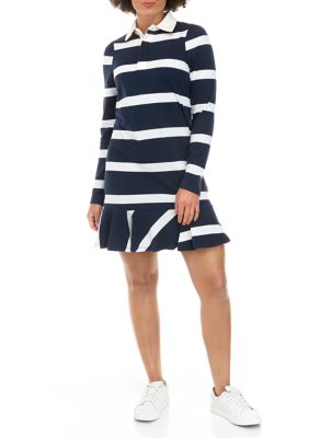 Women's  Rugby Striped Long Sleeve Dress