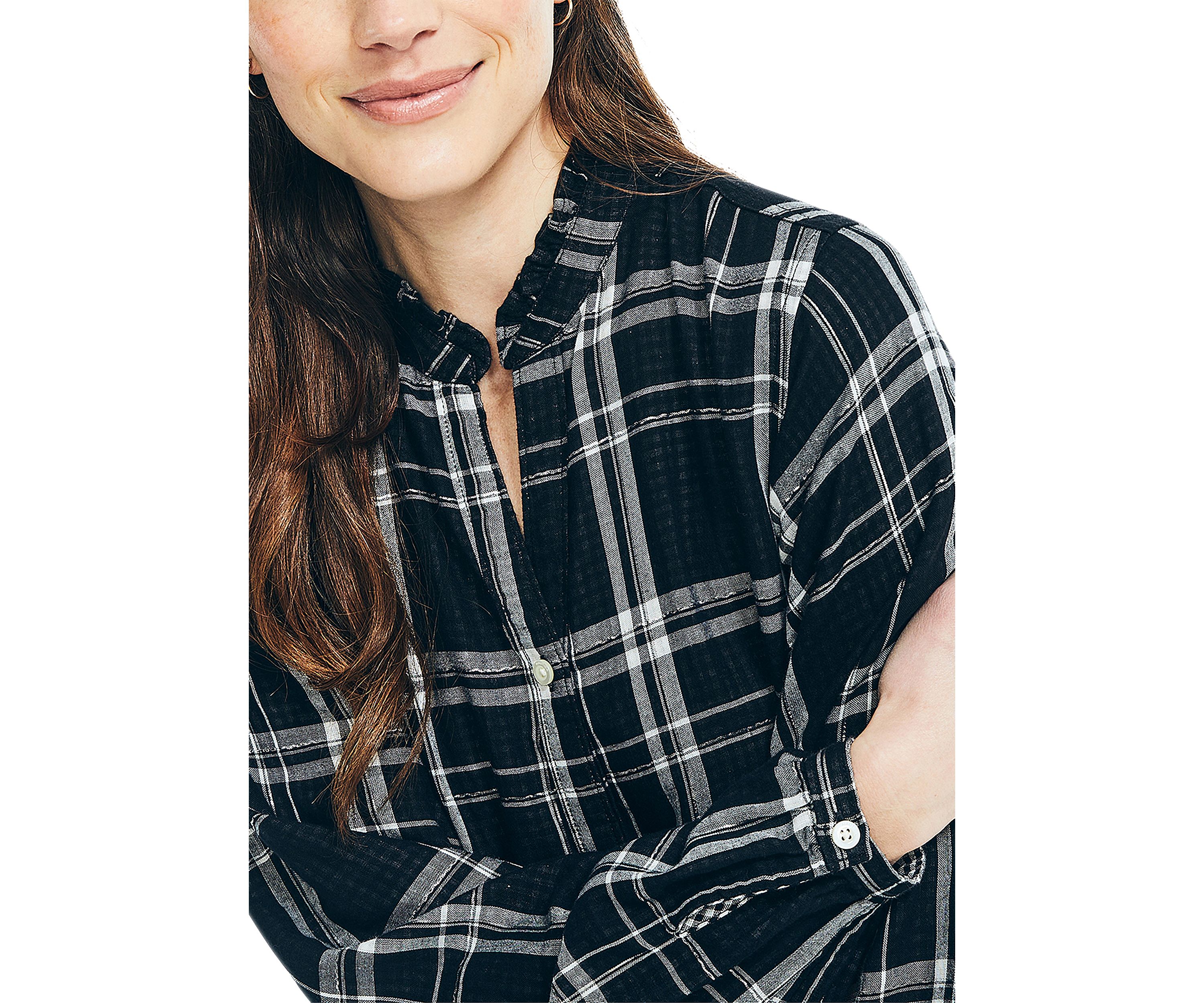 Womens Plaid Tiered Shirt Dress 